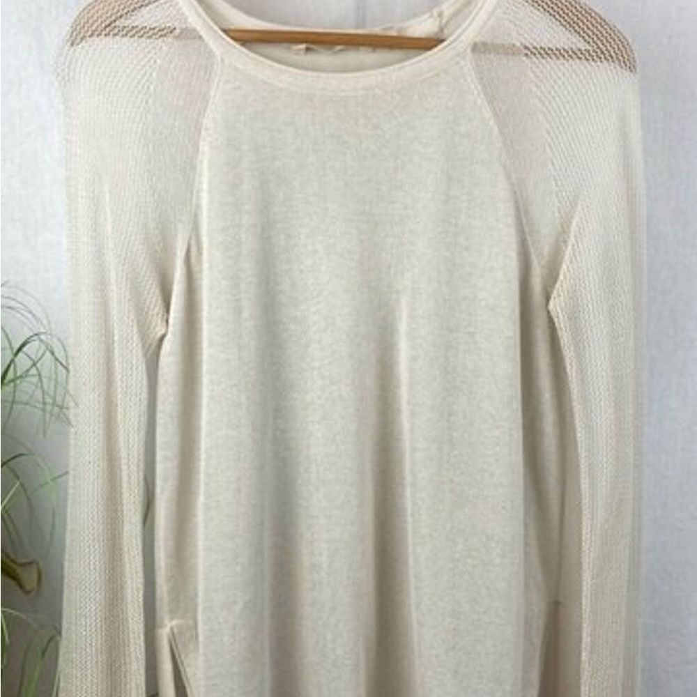 Soft Surroundings Large High‎ Low Lined Blouse Comfy Career Wear Light Beige